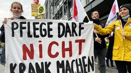 Protest von Pflegekräften aus dem Charité-Virchow-Klinikum.