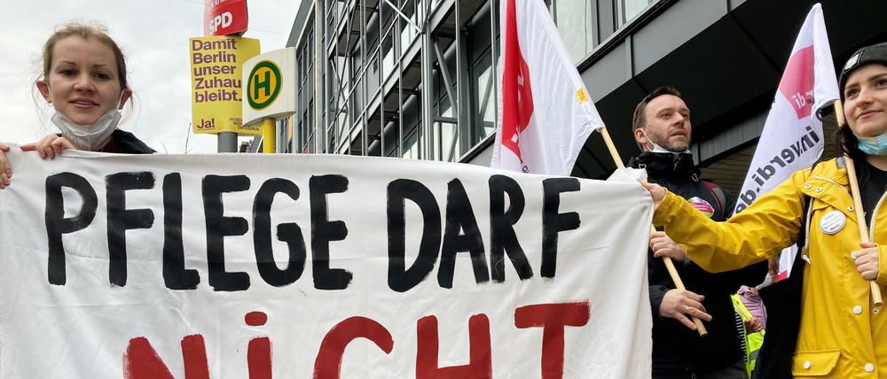 Protest von Pflegekräften aus dem Charité-Virchow-Klinikum.