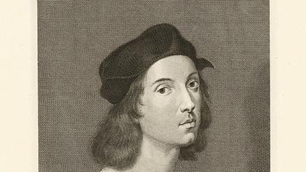 Ein Selbstbildnis Raffaels als Kupferstich von G. M. Preissler (1752).