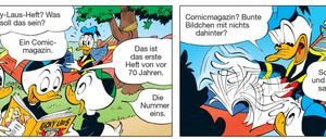 Nummer 1: In diesem Comic aus der aktuellen „Micky Maus“ wird das Jubiläum des Magazins thematisiert.