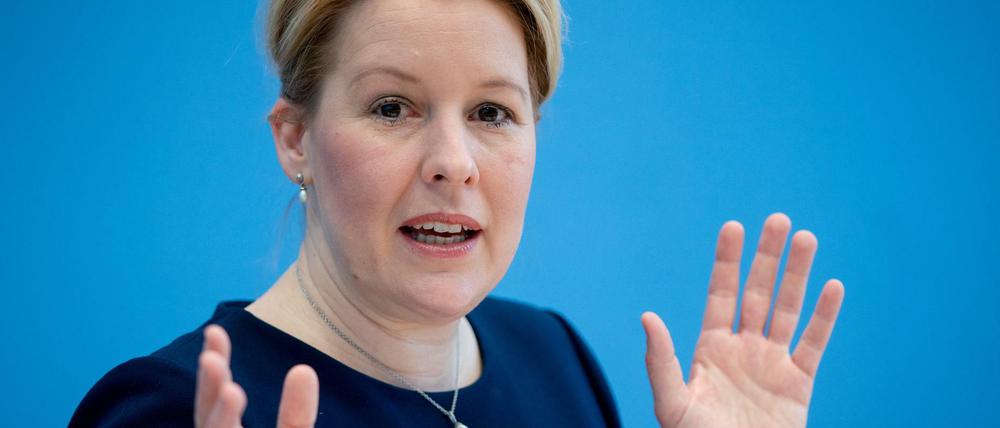 Franziska Giffey (SPD), damalige Bundesministerin für Familie, Senioren, Frauen und Jugend, in der Bundespressekonferenz. Die SPD-Landesvorsitzende will Regierende Bürgermeisterin von Berlin werden.