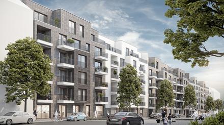In Straßenrichtung ist eine fünfstöckige Blockrandbebauung geplant.
