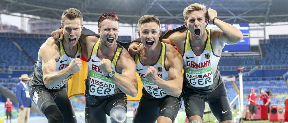Markus Rehm, David Behre, Felix Streng und Johannes Floors gewannen 2016 in Rio Gold mit der Staffel.