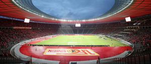 Alles auf Rot! Union hat einige Mühen auf sich genommen, um es sich im Olympiastadion gemütlich zu machen. 