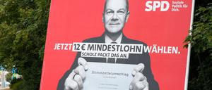 Wahlkampfplakat der SPD, Scholz wie S, packt wie P, das wie D ...