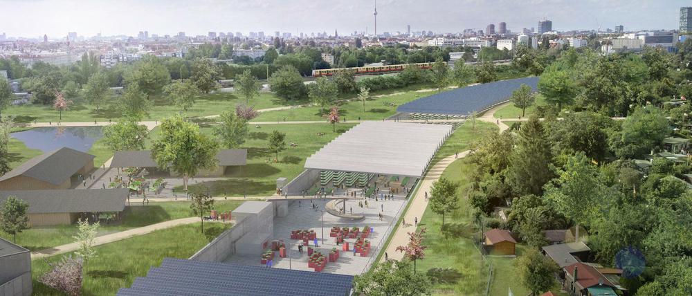 Solarstrom vom Dach und in der Mitte ein Lernort mit Laden und Gastronomie – so stellen sich die Initiatoren die „Morgenfarm“ vor.