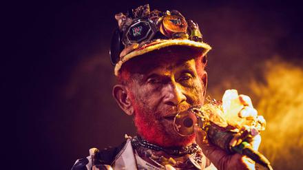 Lee "Scratch" Perry (1936-2021) bei einem Konzert in Hamburg 2019.
