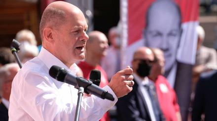 SPD-Kanzlerkandidat Olaf Scholz im Wahlkampf (hier bei einem Auftritt in Melsungen).