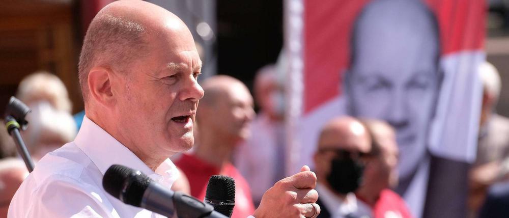 SPD-Kanzlerkandidat Olaf Scholz im Wahlkampf (hier bei einem Auftritt in Melsungen).