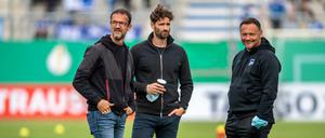 Wollen Stabilität: Geschäftsführer Fredi Bobic (l-r), Sportdirektor Arne Friedrich und Trainer Pal Dardai.