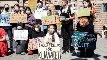 Greta Thunberg bei einer Fridays-for-Future-Demo in Stockholm