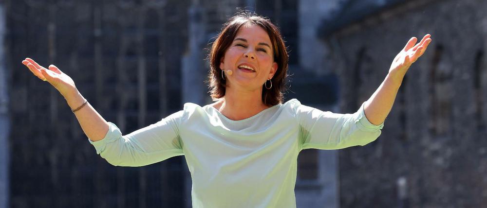 Die Spitzenkandidatin der Grünen beim Wahlkampf in Aachen: Annalena Baerbock.