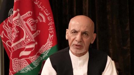 Der frühere afghanische Präsident Ashraf Ghani in einer Videobotschaft vom 18. August 2021