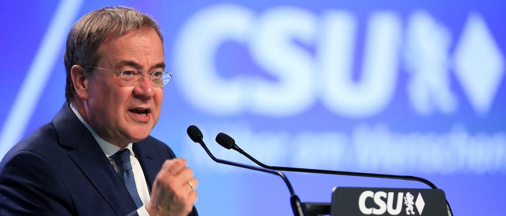 Unionskanzlerkandidat Armin Laschet (CDU) bei der CSU