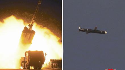 Bilder der staatlichen Agentur KCNA von Nordkoreas Marschflugkörper-Test 