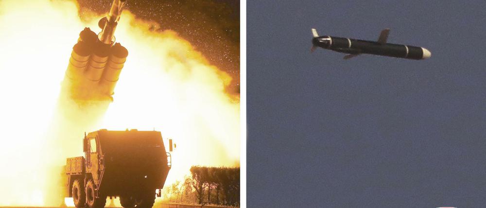 Bilder der staatlichen Agentur KCNA von Nordkoreas Marschflugkörper-Test 