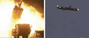 Bilder der staatlichen Agentur KCNA von Nordkoreas Marschflugkörper-Test 