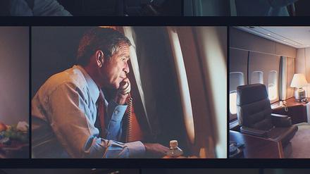 Ohne Überblick. US-Präsident George W. Bush an Bord der Air Force One. 