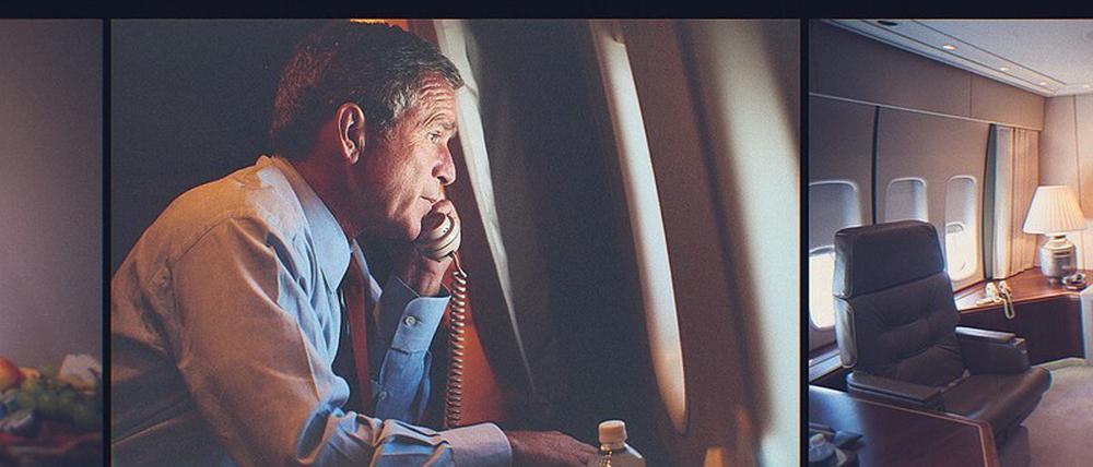 Ohne Überblick. US-Präsident George W. Bush an Bord der Air Force One.