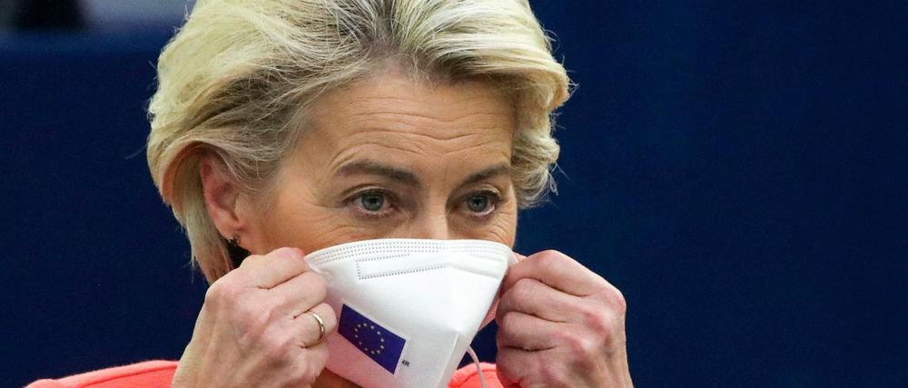 EU-Kommissionspräsidentin Ursula von der Leyen am Mittwoch nach ihrer Rede zur Lage der Union.