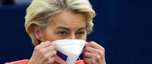 EU-Kommissionspräsidentin Ursula von der Leyen am Mittwoch nach ihrer Rede zur Lage der Union.