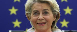 EU-Kommissionschefin Ursula von der Leyen am Mittwoch bei ihrer Rede in Straßburg. 