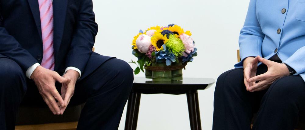 Bescheiden, dennoch zwang sie anderen oft die deutsche Sichtweise auf: Angela Merkel (hier mit Ex-Präsident Donald Trump).