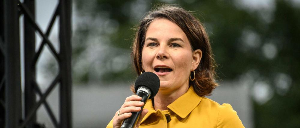 Nein, keine Popsängerin, sondern Wahlrednerin: Annalena Baerbock am 17.09.2021 auf dem Wilhelm-Leuschner-Platz in Leipzig