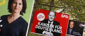 Wahlplakate zur Bundestagswahl 2021.
