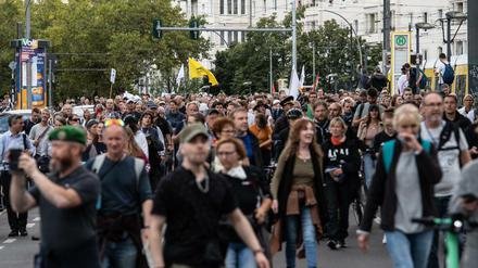 Zahlreiche Menschen bei einer verbotenen Demonstration gegen die Corona-Politik der Bundesrepublik 