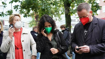 Franziska Giffey (SPD), Bettina Jarasch (Bündnis90/Die Grünen) und Klaus Lederere (Die Linke).