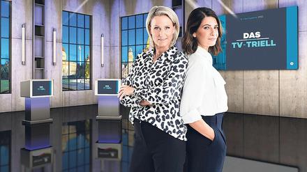 Das letzte Triell vor der Bundestagswahl wird von den Privatsendern ProSieben und Sat 1 veranstaltet und auch von Kabel Eins übertragen. Annalena Baerbock von den Grünen, Armin Laschet von der CDU und der SPD-Spitzenkandidat Olaf Scholz stellen sich ab 20 Uhr 15 den Fragen von Claudia von Brauchitsch (l.) und Linda Zervakis. 