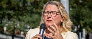 Svenja Schulze (SPD), Bundesministerin für Umwelt, Naturschutz und nukleare Sicherheit, bei einem Wahlkampfauftritt.