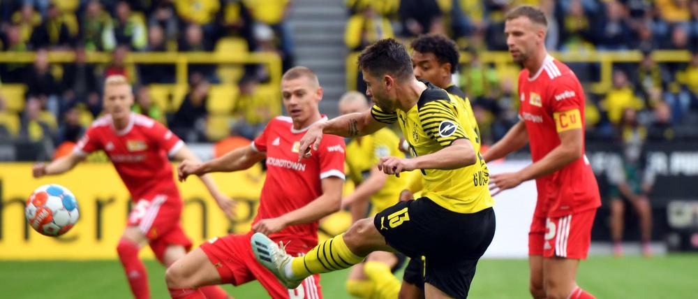 Ab in den Winkel. Raphael Guerreiro brachte den BVB gegen Union früh in Führung. 