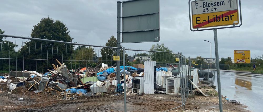 Die Spuren der Flut sind in Erftstadt noch sichtbar.