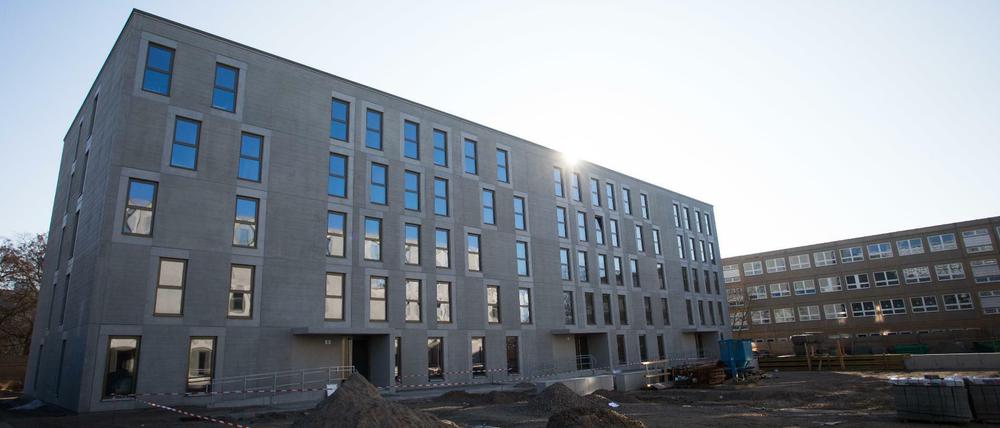 Eine Unterkunft für Geflüchtete in modularer Bauweise in Marzahn-Hellersdorf. 