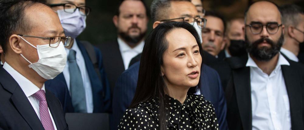 Huawei-Finanzchefin Meng Wanzhou vor der Presse in Vancouver