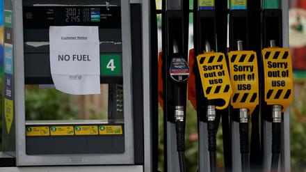 Auch an dieser Tankstelle in Großbritannien gibt es kein Benzin mehr. 
