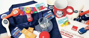 Wahlwerbegeschenke der Parteien anläßlich der Abgeordnetenhaus-Wahl 2016 in Berlin. 