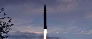 Dieses von der nordkoreanischen Regierung zur Verfügung gestellte Foto zeigt eine nach nordkoreanischen Angaben neue Hyperschallrakete.