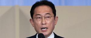 Fumio Kishida, ehemaliger Außenminister von Japan, spricht nachdem er zum neuen Parteivorsitzenden der Liberaldemokraten erklärt wurde.