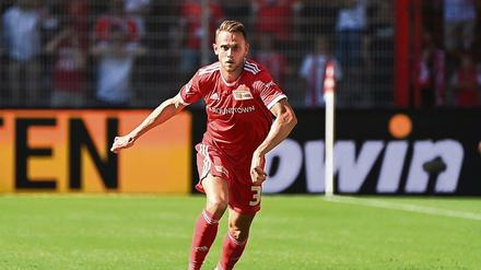 Die Seiten gewechselt. Marcus Ingvartsen spielt nicht mehr wie abgebildet für den 1. FC Union, sondern für den Gegner FSV Mainz 05. 