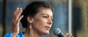Sahra Wagenknecht bei einem Wahlkampfauftritt in Bonn.