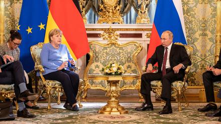 Bundeskanzlerin Angela Merkel und Russlands Staatschef Vladimir Putin.