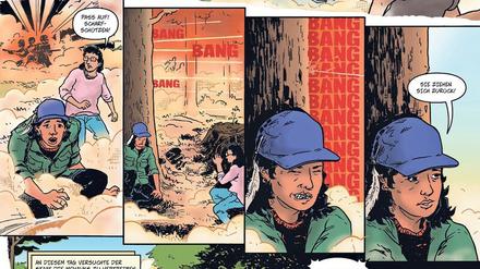 Kämpferisch. Eine Seite aus dem Comic „Warrior Nation“, der sich im Sammelband „Dieses Land“ findet.