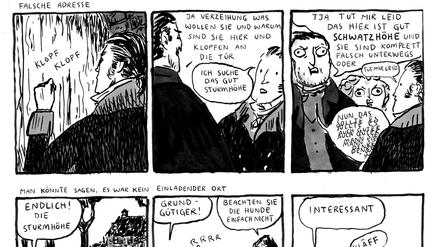 Sturmhöhe à la Kate Beaton: Einer von mehreren Strips, der sich mit dem Roman von Emily Brontë beschäftigt.