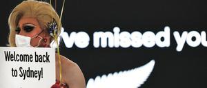 Willkommen in Sydney. Bereits im April wurde auf dem Flughafen die Wiederaufnahme einer Direktverbindung mit Neuseeland gefeiert.