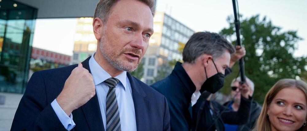 FDP-Chef Christian Lindner nach der ersten Ampel-Sondierung, Jamaika ist erstmal keine Option.