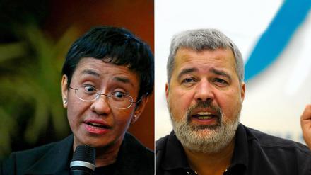 Die Friedensnobelpreisträger Maria Ressa und Dmitri Muratow.