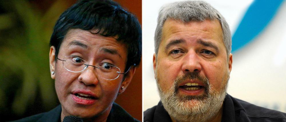 Die Friedensnobelpreisträger Maria Ressa und Dmitri Muratow.